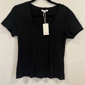 NWT Z Supply Sirena Black Ribbed Short Sleeve Tee Size Large